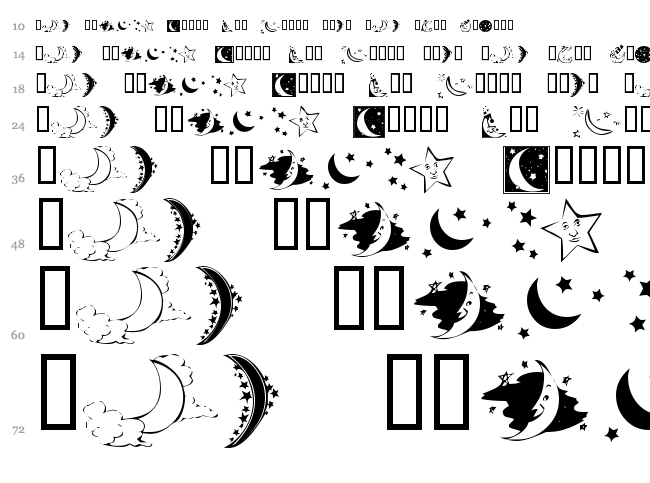 KR Starry Night font waterfall